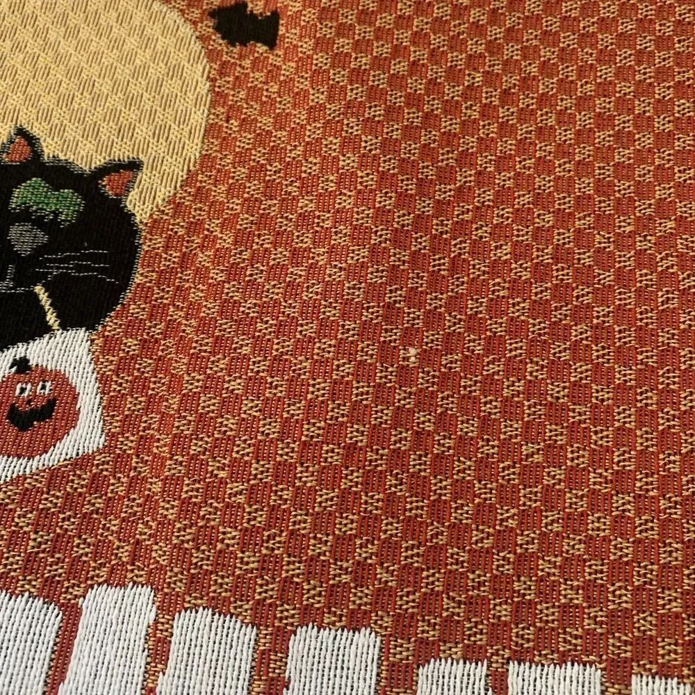 Halloween Woven Tapestry Placements with Black Cat & words: Trick or Treat (4)